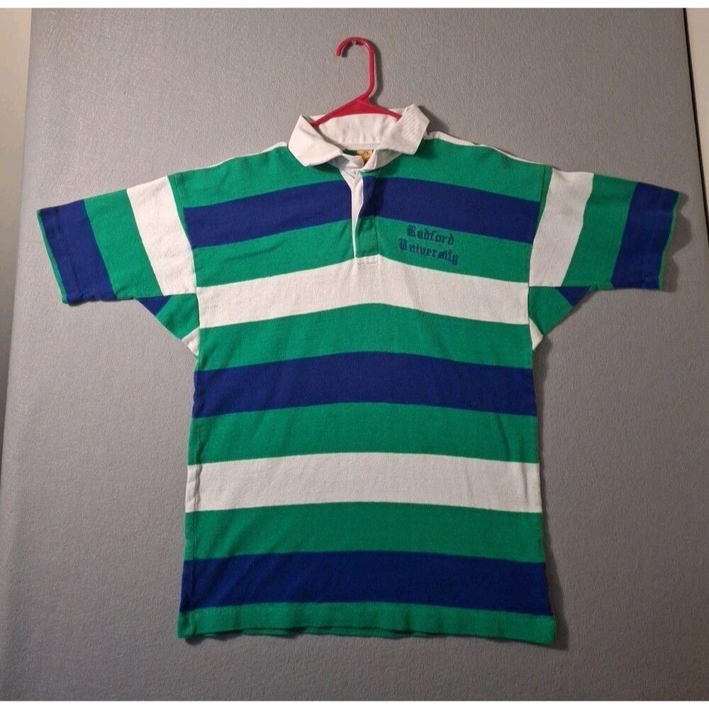 Dehen Knitting Co 1920 Rugby Shirt Short Sleeve Badford University Med Vintage